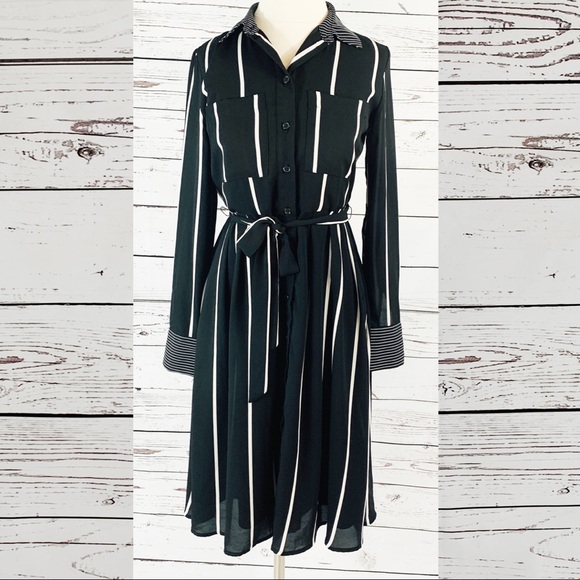 Who What Wear Dresses & Skirts - Button down stripe black and white dress